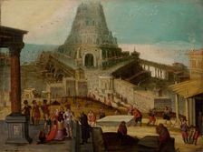 The Building of the Tower of Babel, 1600-1620. Creator: Circle of Louis de Caulery