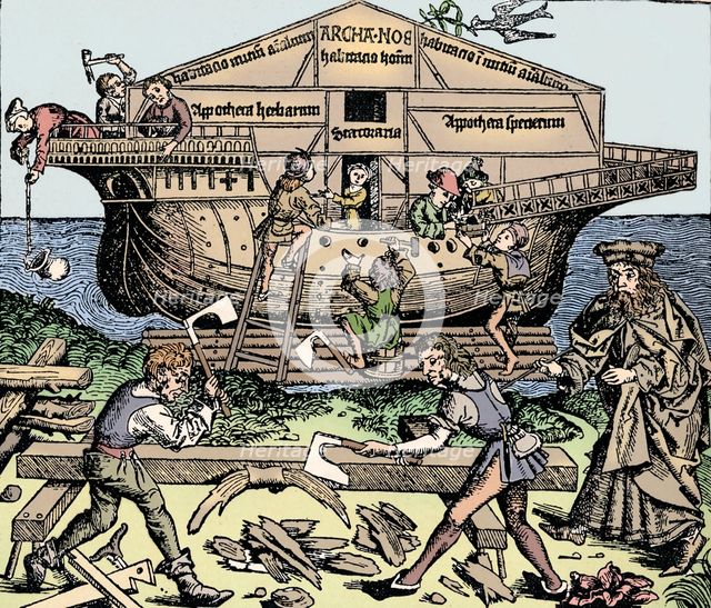 The Building of the Ark Superintended by Noah, (1493), 1903. Artist: Unknown.