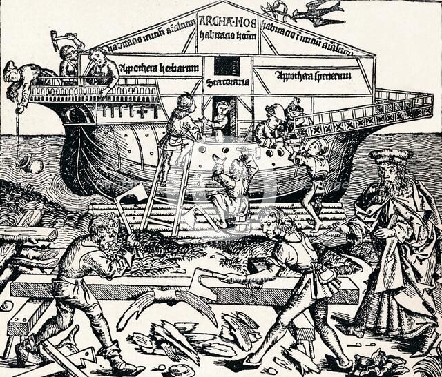 The Building of the Ark Superintended by Noah, (1493), 1903. Artist: Unknown