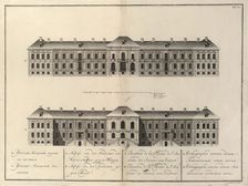 The building of the Imperial Academy of Sciences with Library and Kunstkammer in St. Petersburg, 1741. Artist: Wortmann, Christian Albrecht (1680-1760)