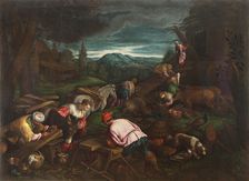 The building of the Noah's Ark, c1570. Creator: Bassano; Francesco; the Younger (1549-1592)