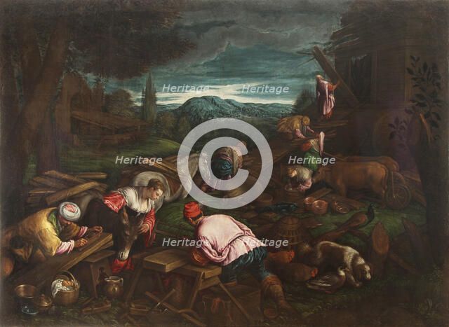 The building of the Noah's Ark, c1570. Creator: Bassano; Francesco; the Younger (1549-1592).