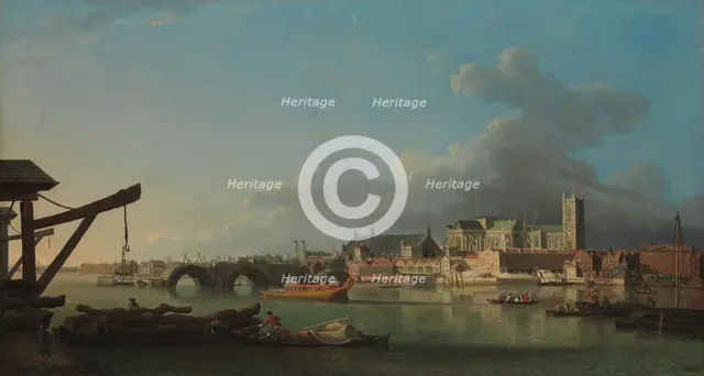 The Building of Westminster Bridge. Creator: Samuel Scott.