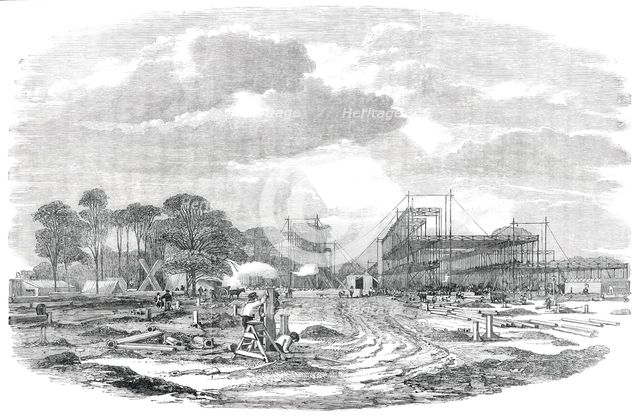 The Building in Hyde Park for the Great Exhibition of 1851 - General View of the Works, 1850. Creator: Unknown.