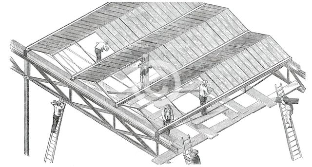 The Building in Hyde Park, for the Great Exhibition of 1851 - Glazing the Roof, 1850. Creator: Unknown.