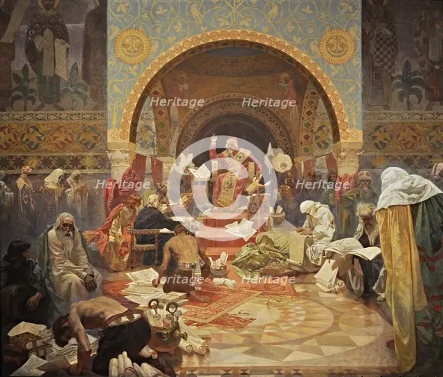 The Bulgarian Tsar Simeon (The cycle The Slav Epic). Artist: Mucha, Alfons Marie (1860-1939)