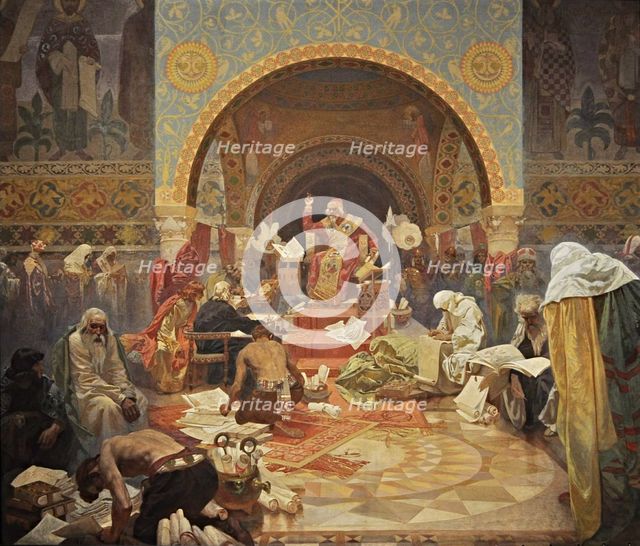 The Bulgarian Tsar Simeon (The cycle The Slav Epic). Artist: Mucha, Alfons Marie (1860-1939)
