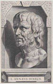 The bust of Seneca, in a stonework niche, ca. 1615. Creator: Cornelis Galle I