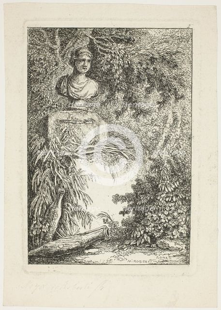 The Bust, plate two from Les Soirées de Rome, 1764. Creator: Hubert Robert.
