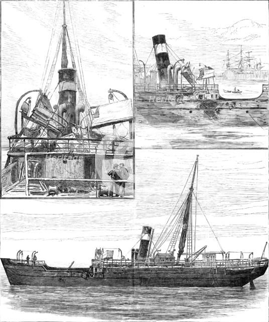 The burnt steamer Solway, lying at Kingstown, Dublin Bay, 1881. Creator: Unknown.