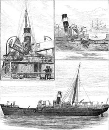 The burnt steamer Solway, lying at Kingstown, Dublin Bay, 1881. Creator: Unknown
