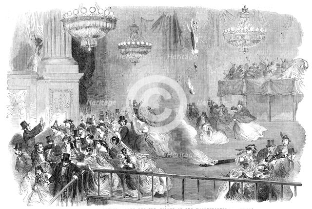 The Burning of Covent-Garden Theatre - Flight of the Masqueraders, 1856.  Creator: Unknown.