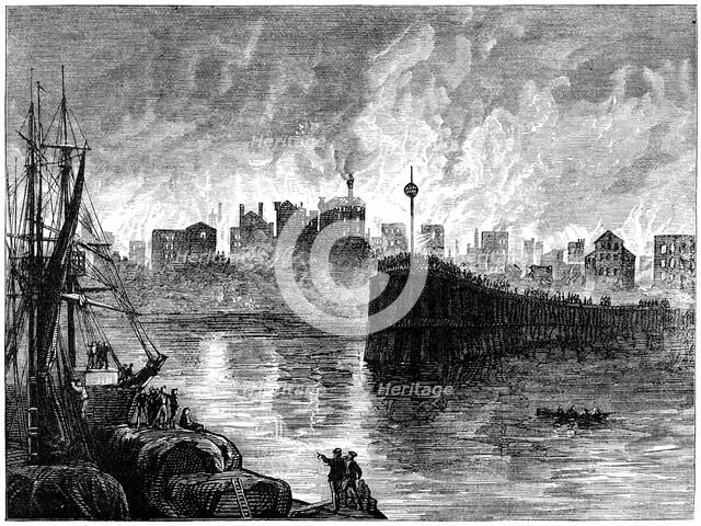 The burning of Chicago, Illinois, USA, 1871 (c1880). Artist: Unknown
