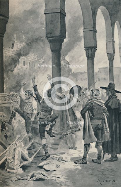 'The Burning of a Palace of Godoy By The Populace at Madrid', 1896. Artist: Unknown.