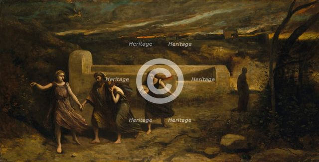 The Burning of Sodom (formerly "The Destruction of Sodom"), 1843 and 1857. Creator: Jean-Baptiste-Camille Corot.