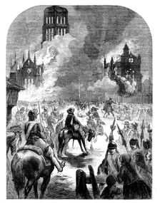 The burning of St Paul's Cathedral during the Great Fire of London, c1902