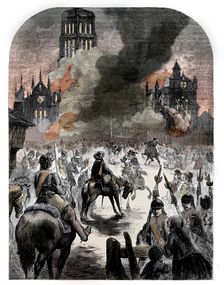 The burning of St Paul's Cathedral during the Great Fire of London, c1902