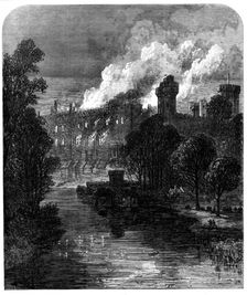 The Burning of Warwick Castle, 1871. Creator: Unknown