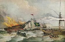 The Burning of the Ocean Monarch c1848. Artist: Francois d'Orleans, Prince de Joinville