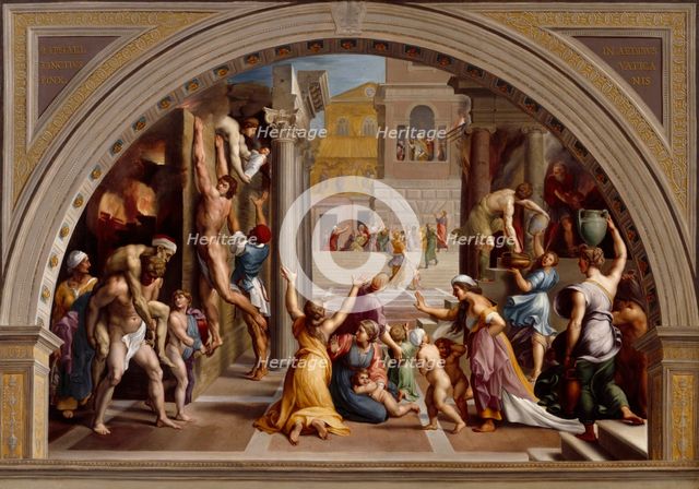 The Burning of the Borgo, late 18th century. Creators: Giuseppe Cades, Giulio Romano.