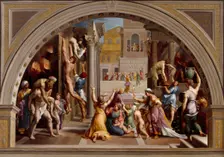 The Burning of the Borgo, late 18th century. Creators: Giuseppe Cades, Giulio Romano