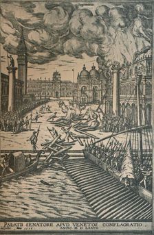 The Burning of the Doge's Palace, 1578 (1925). Creator: Joris Hoefnagel