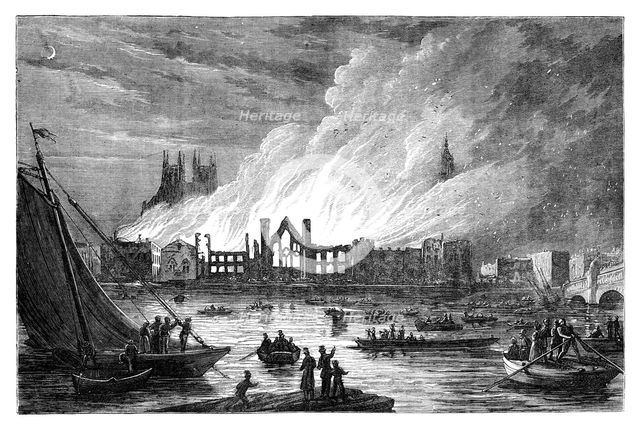 The Burning of the Houses of Parliament, London, 1834 (c1895). Artist: Unknown