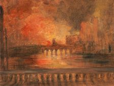 The Burning of the Houses of Parliament;Fire at the House of Commons, ca. 1834. Creator: Unknown