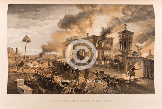 The burning of the Public Library and the Tower of the Winds in Sevastopol, 1855-1856.