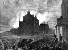 The Burning of the Pantechnicon: the fire, seen from Belgrave-Square, 1874. Creator: Unknown