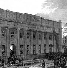The Burning of the Pantechnicon: the Motcomb-Street front, 1874. Creator: Unknown