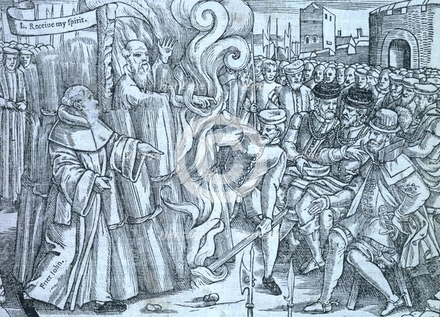 The burning of Thomas Cranmer, Archbishop of Canterbury, 1563. Creator: Unknown.
