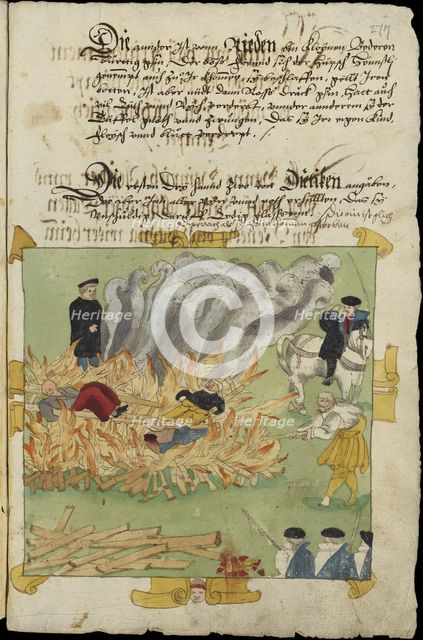 The Burning of three witches in Baden on November 4, 1585.