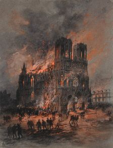 The burning Reims Cathedral, 1914-1915