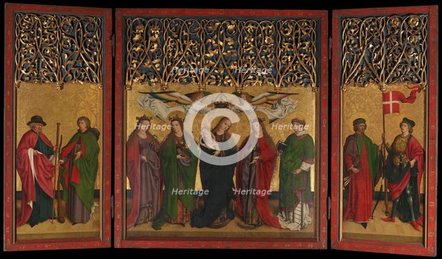 The Burg Weiler Altar Triptych (Altarpiece with the Virgin and Child and Saints), ca. 1470. Creator: Master of the Burg Weiler Altar.
