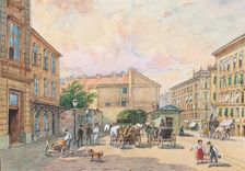 The Burggassen line in Vienna (corner of Kaiserstrasse and Burggasse), 1891. Creator: Franz Reinhold