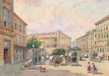 The Burggassen line in Vienna (corner of Kaiserstrasse and Burggasse), 1891. Creator: Franz Reinhold