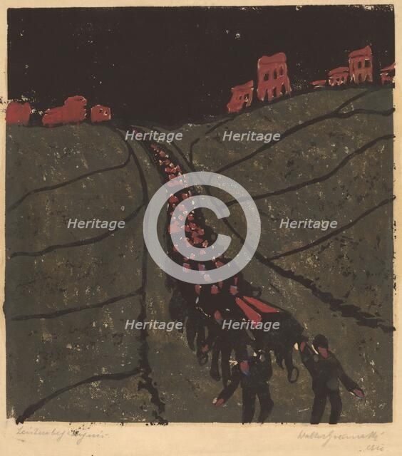 The Burial (Begräbnis), 1916. Creator: Walter Gramatté.