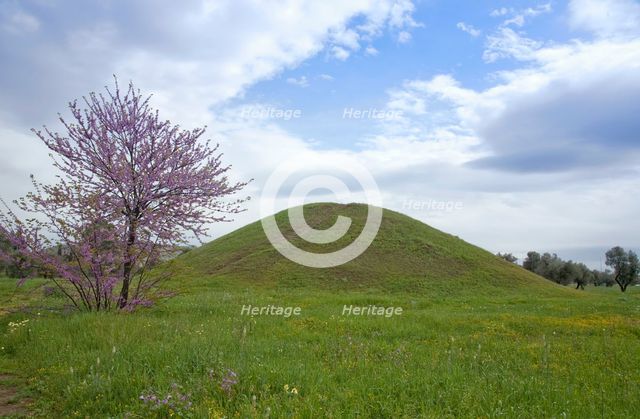 The burial mound of the Athenians at Maratona (Marathonas), Greece. Creator: Samuel Magal.