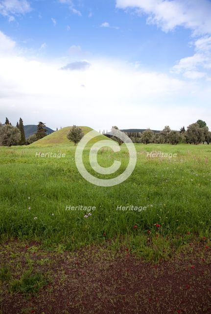 The burial mound of the Athenians at Maratona (Marathonas), Greece. Creator: Samuel Magal.