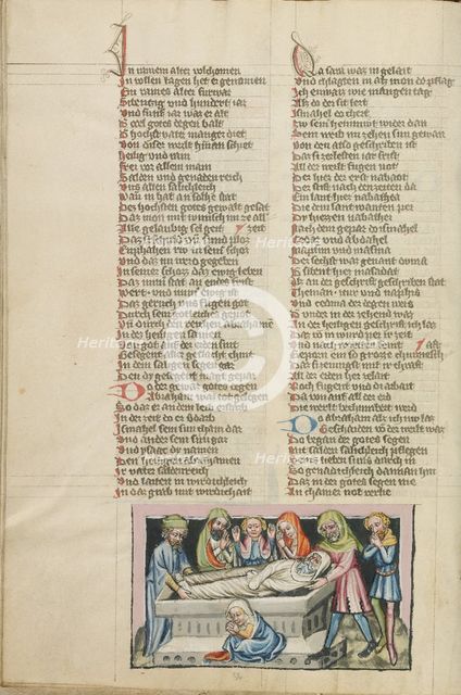 The Burial of Abraham; Weltchronik, about 1400-1410. Creator: Unknown.