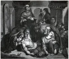 The Burial of Harold at Waltham Abbey (1847). Artist: Frederick Richard Pickersgill