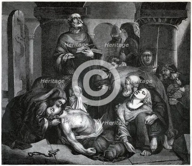 'The Burial of Harold at Waltham Abbey', (1847). Artist: Frederick Richard Pickersgill