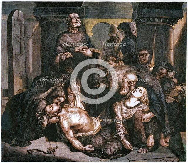 'The Burial of Harold at Waltham Abbey', (1847).  Creator: Frederick Richard Pickersgill.