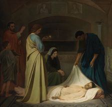 The Burial of Saint Lawrence in the catacombs of Rome, 1862. Creator: Alejo Vera Estaca