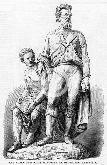 The Burke and Wills Monument at Melbourne, Australia, 1865. Artist: Unknown