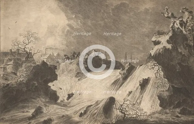 The Bursting of St. Anthony's Dike, 5 March 1651. Vertoninge...Amsterdam, 17th century. Creator: Pieter Nolpe.