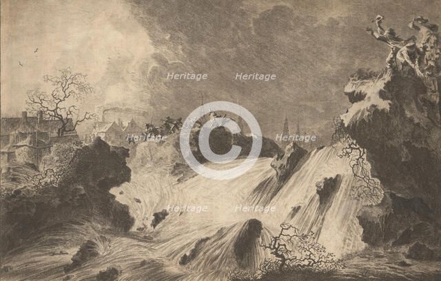 The Bursting of St. Anthony's Dike, 5 March 1651. Vertoninge...Amsterdam, 17th century. Creator: Pieter Nolpe.