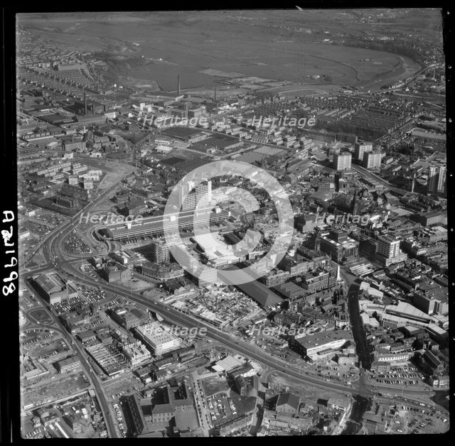 The bus station and environs, Preston, Lancashire, 1971. Creator: Aerofilms.
