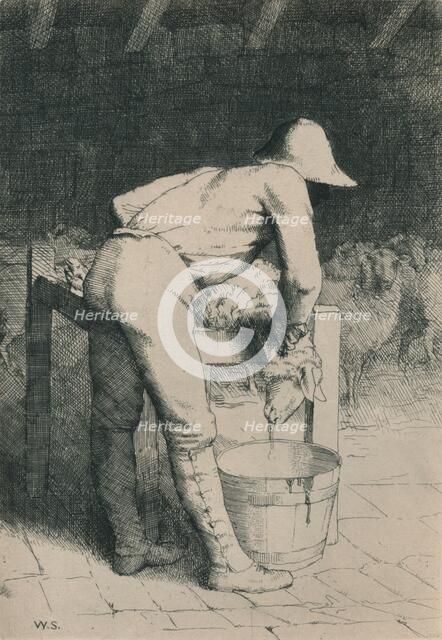 'The Butcher and the Sheep', c1916. Artist: William Strang.